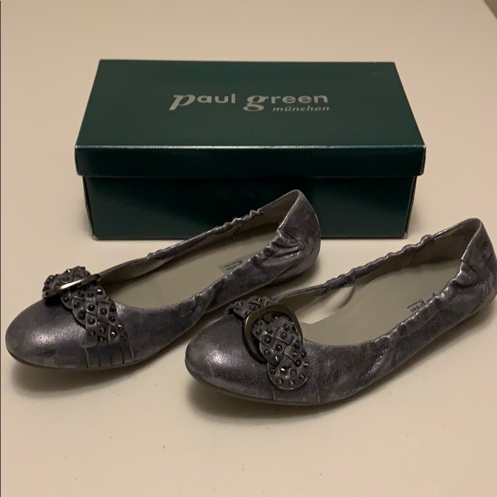 Paul Green Viga pewter metallic flats, size UK 7.5